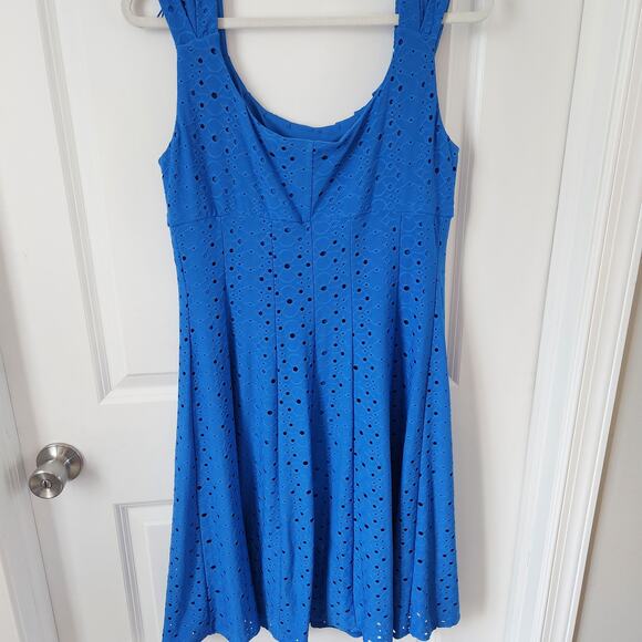 London Style Women's Sleeveless Blue Eyelet Dress Size Large - Picture 6 of 7